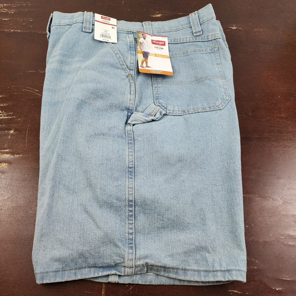 Wrangler Mens‎ 44 Relaxed Fit FLEX Denim Jean Shorts Cotton Blend 10" Inseam